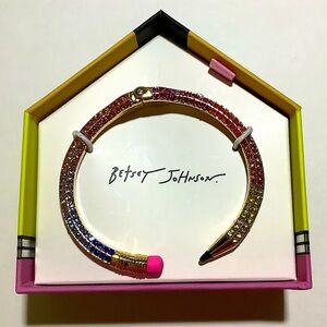 Betsey Johnson Rainbow Crystal Pencil Hinge Bracelet New